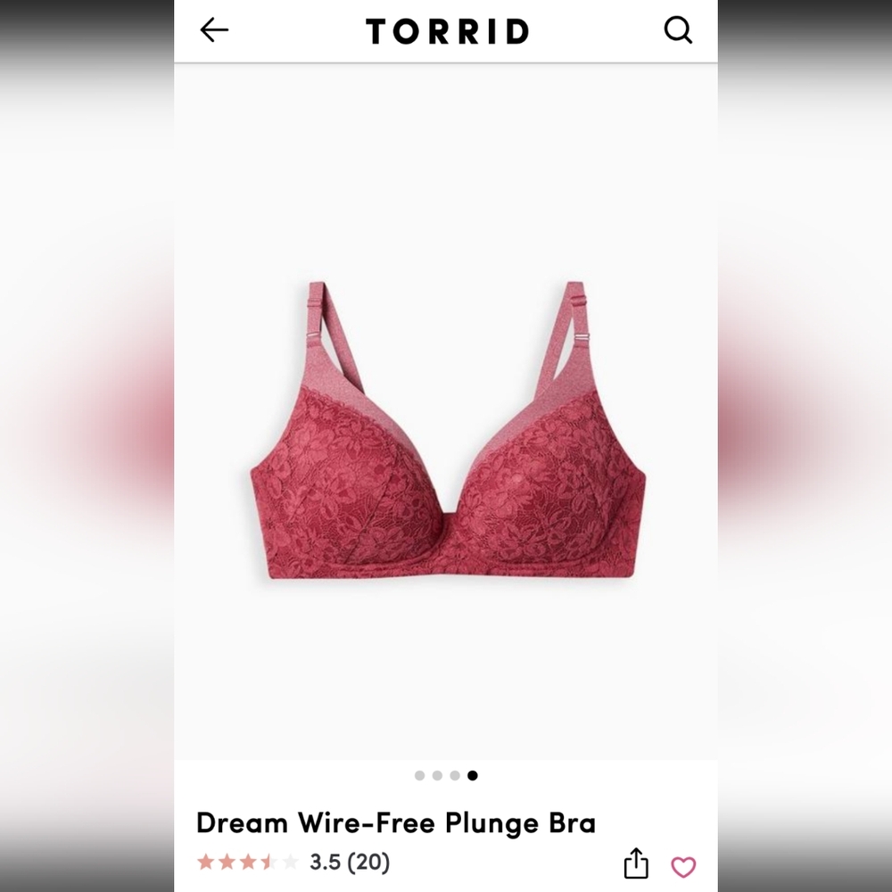 NWT Dusty pink Torrid Dream back smoothing wire free push up bra 38d